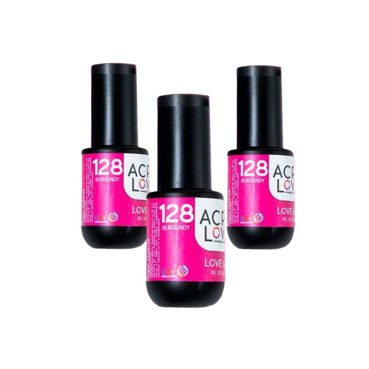 GENERICO - Acry Love Esmalte Gel Uv Burgundy 3 Unid