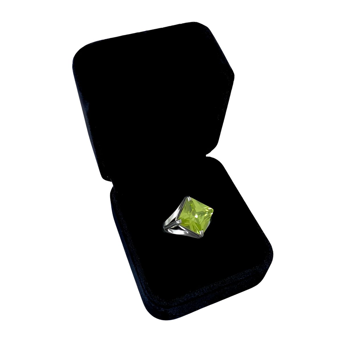 GENERICO - Anillo Mujer Rombo Verde Limón Joya Regalo Mamá Plata 950
