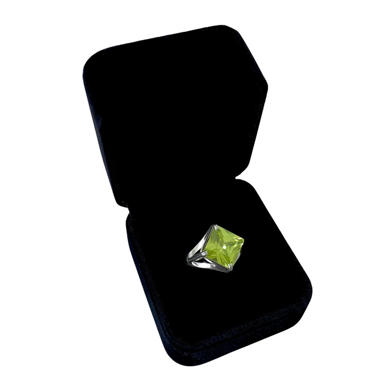 GENERICO - Anillo Mujer Rombo Verde Limón Joya Regalo Mamá Plata 950