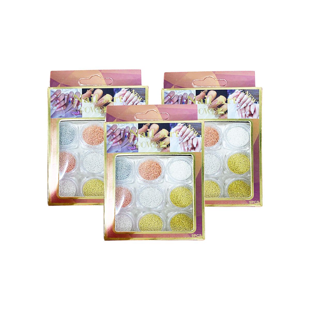GENERICO - Nail Art Powder Balines 9 Pz 3 Unid
