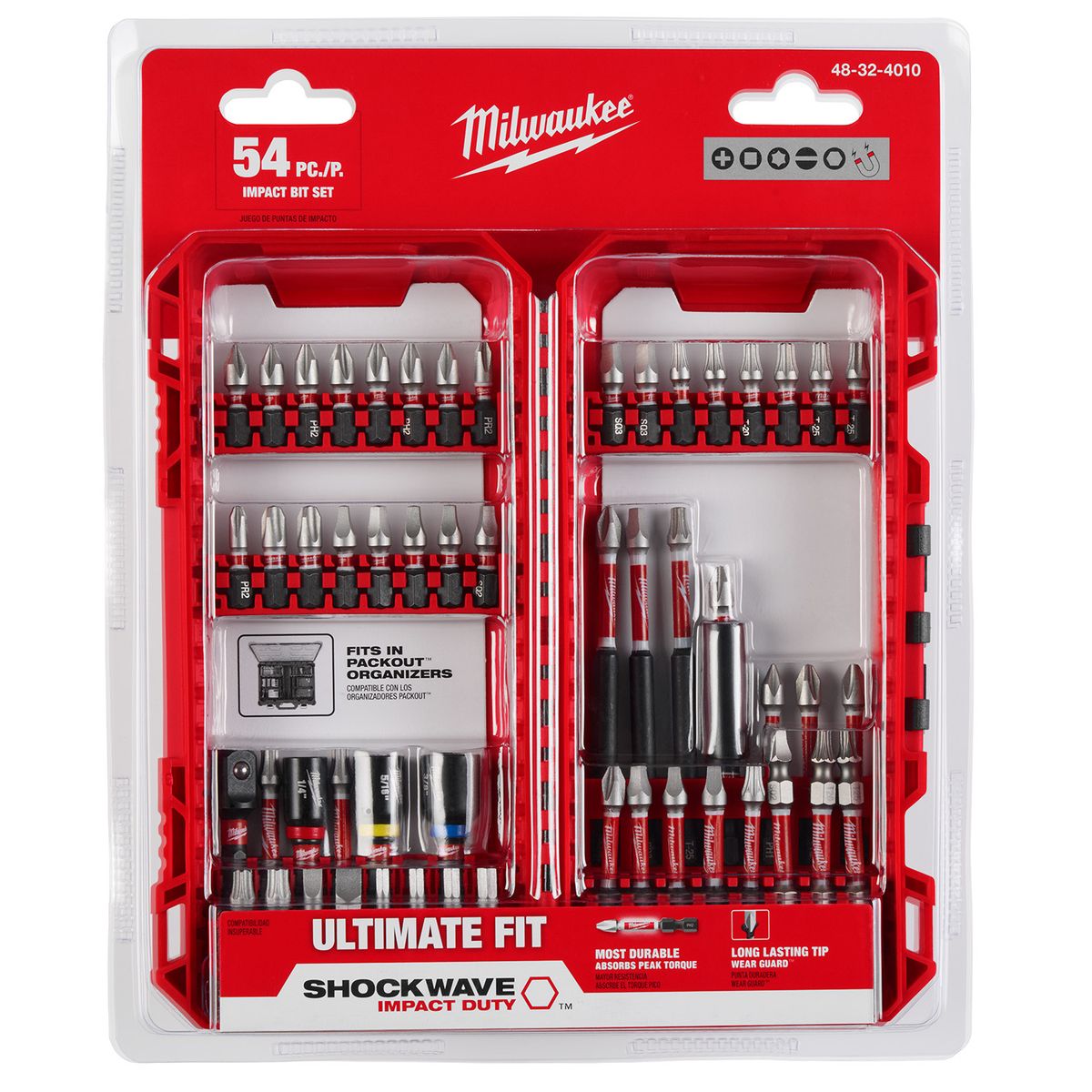MILWAUKEE - Juego de puntas de destornillador 54 piezas 48-32-4010 Milwaukee