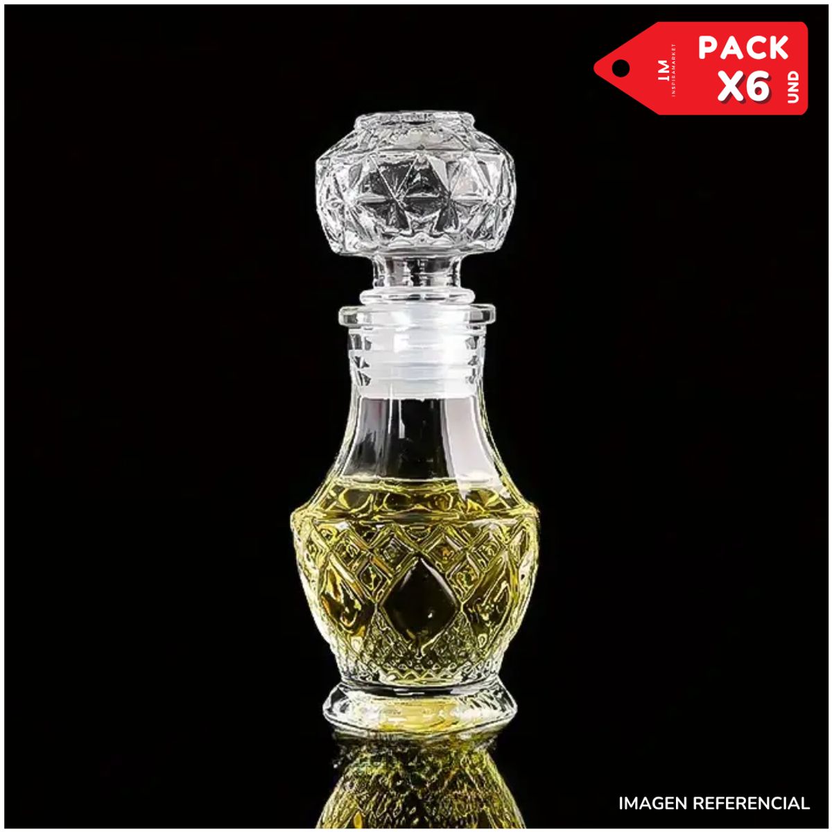 INSPIRA MARKET - Frasco de Aceite Vinagre Especias de Vidrio 150ml Pack x6