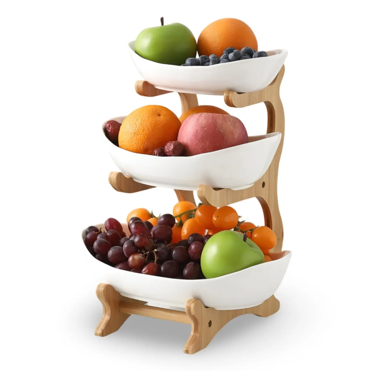 ELMEJORPRECIO - Frutero Centro de Mesa de 3 Niveles para Decoración Blanco