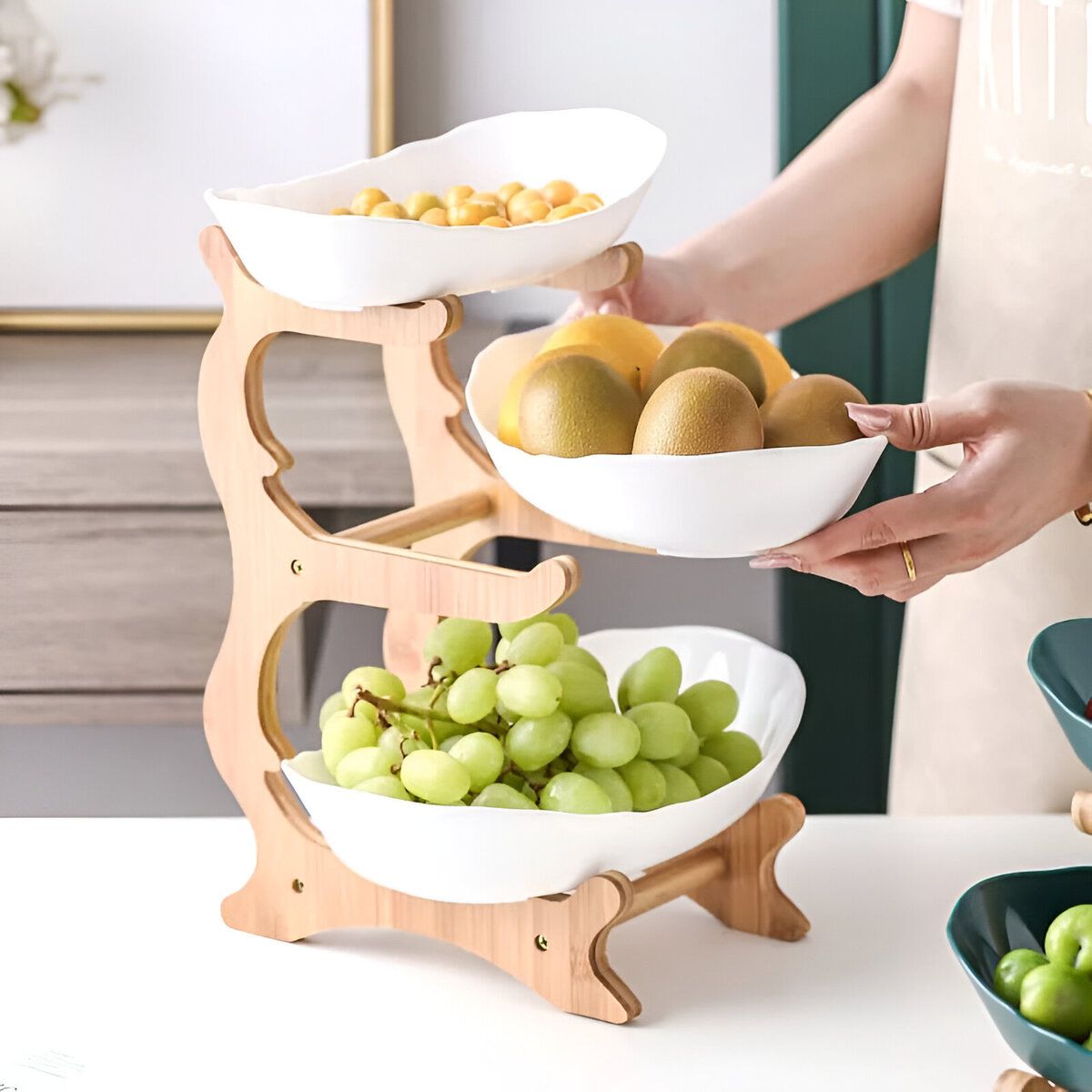 ELMEJORPRECIO - Frutero Centro de Mesa de 3 Niveles para Decoración Blanco