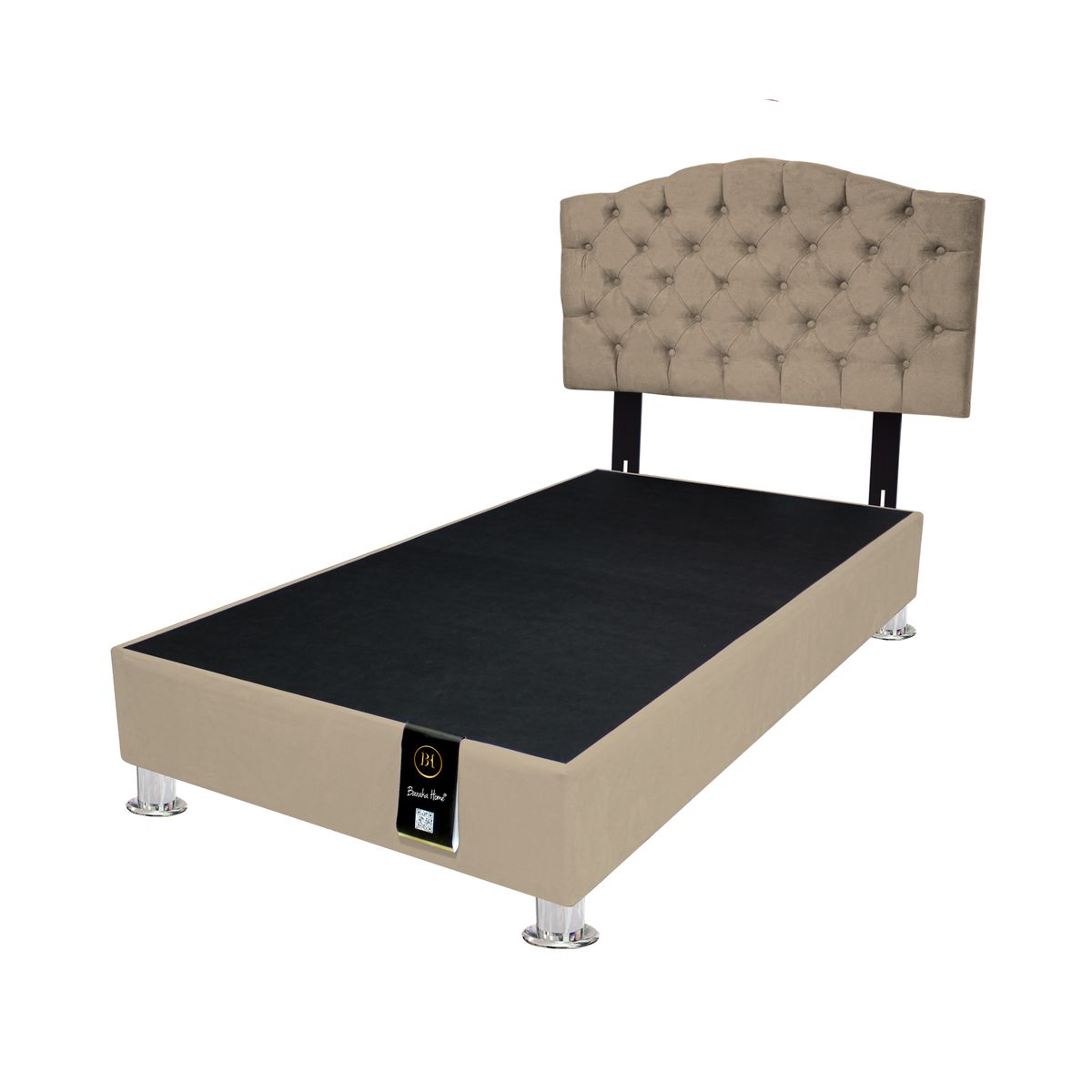 BARAKA HOME - Base de Cama Lutoni + Cabecera Pata Ajustable Huston 1.5 PLZ - Beige Claro