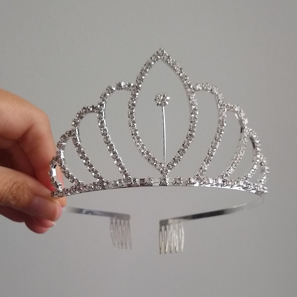 GENERICO - Corona tiara grande plateada cumpleaños princesa Tiana