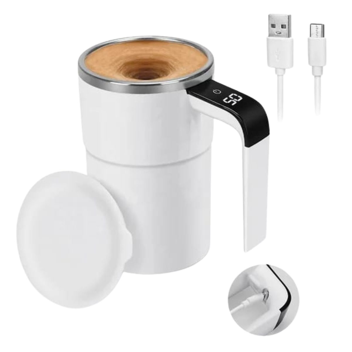 ELMEJORPRECIO - Taza Mezcladora Térmica Recargable Blanco