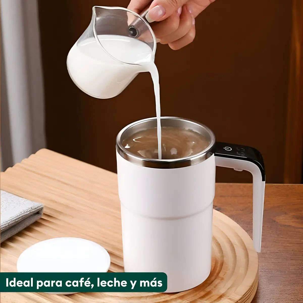 ELMEJORPRECIO - Taza Mezcladora Térmica Recargable Blanco
