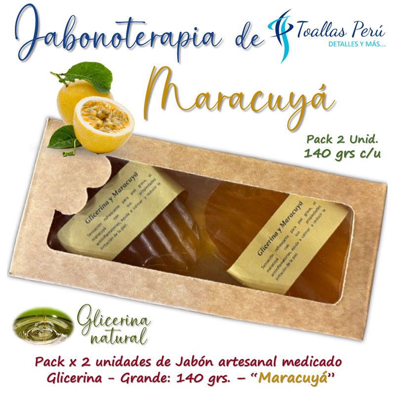 GENERICO - Jabón artesanal Glicerina 140 grs Pack x 2 - Maracuyá