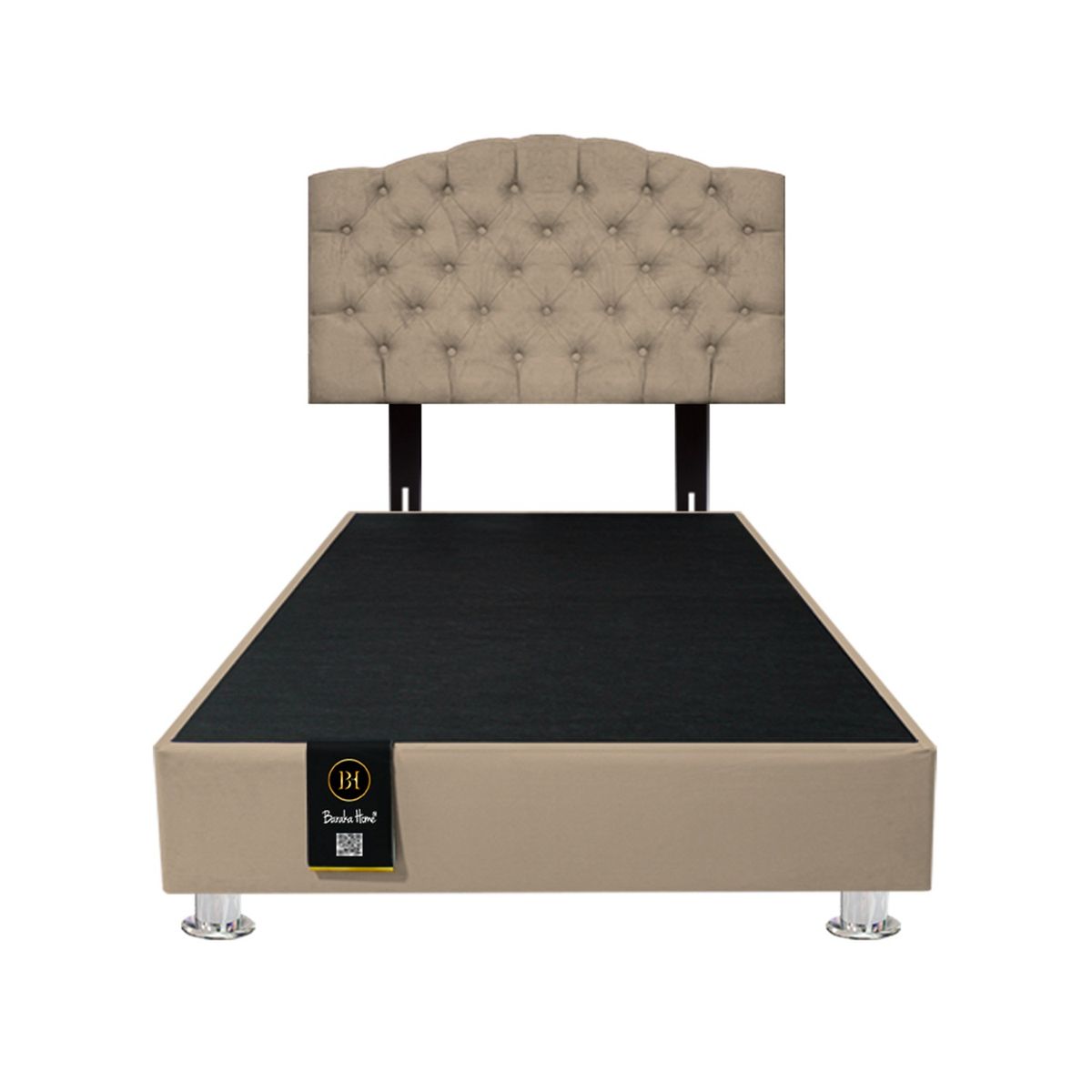 BARAKA HOME - Base de Cama Lutoni + Cabecera Pata Ajustable Huston 2 PLZ - Beige Claro