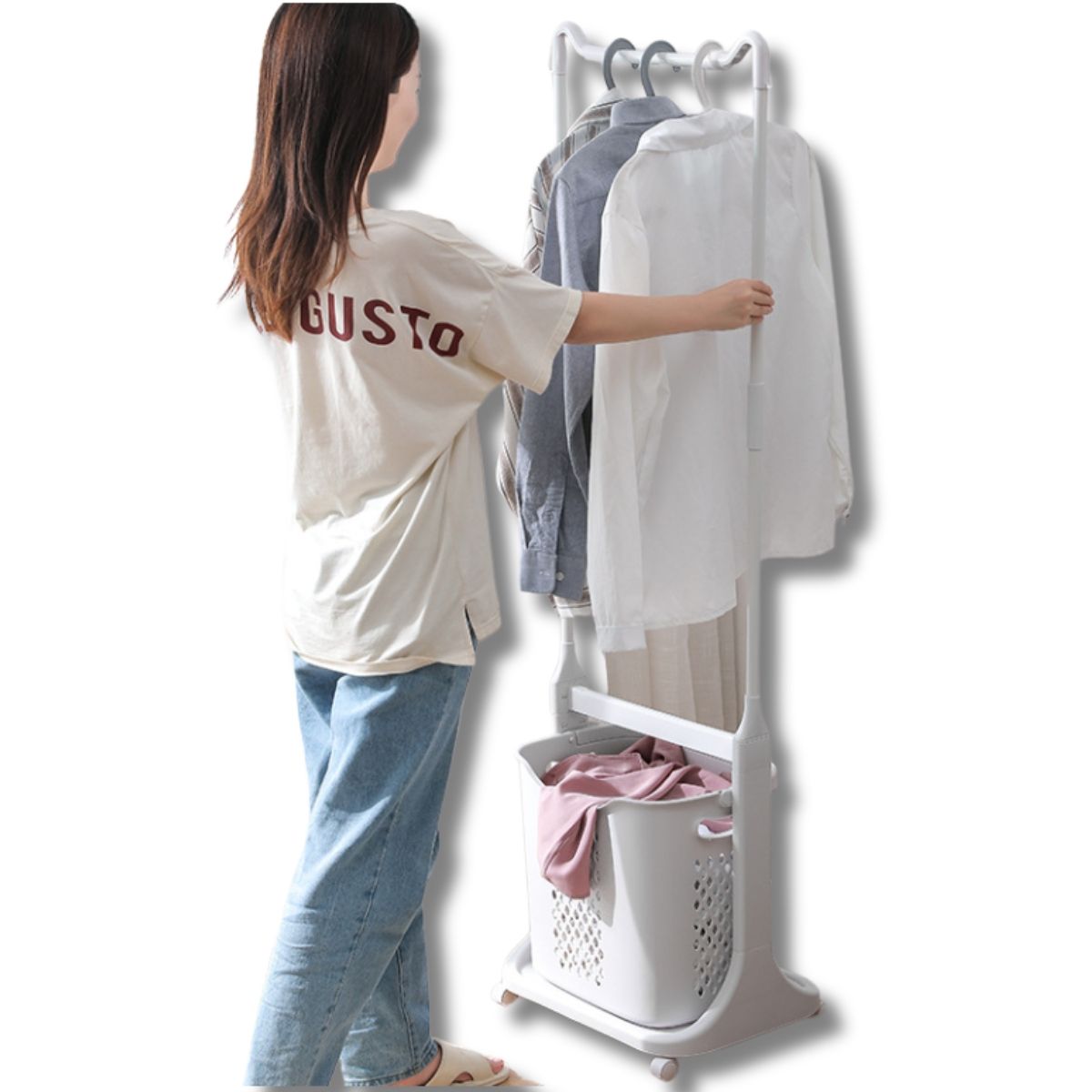 ELMEJORPRECIO - Estante Organizador de Lavandería con Perchero