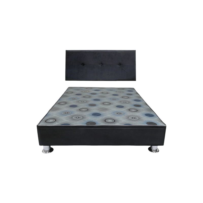 MUEBLES MACRUMO - Cama tapizada con sabanera  Queen Plz - Color negro