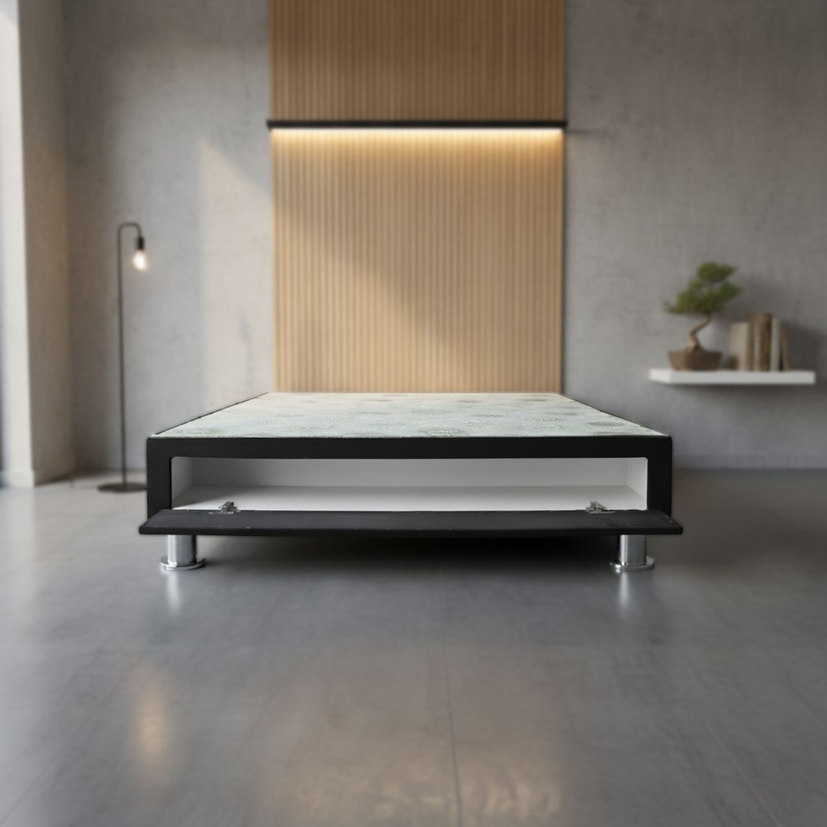 MUEBLES MACRUMO - Box tarima con sabanera  1.5 Plz - Color negro