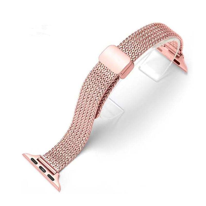 GENERICO - Correa De Metal Con Malla En Espiga Para Apple Watch 38 Mm Rosa