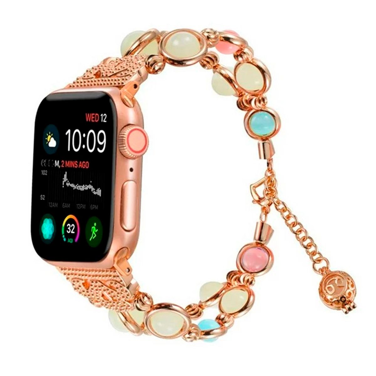 GENERICO - Correa De Perlas Luminosas Para Apple Watch 45mm Rosa Gold