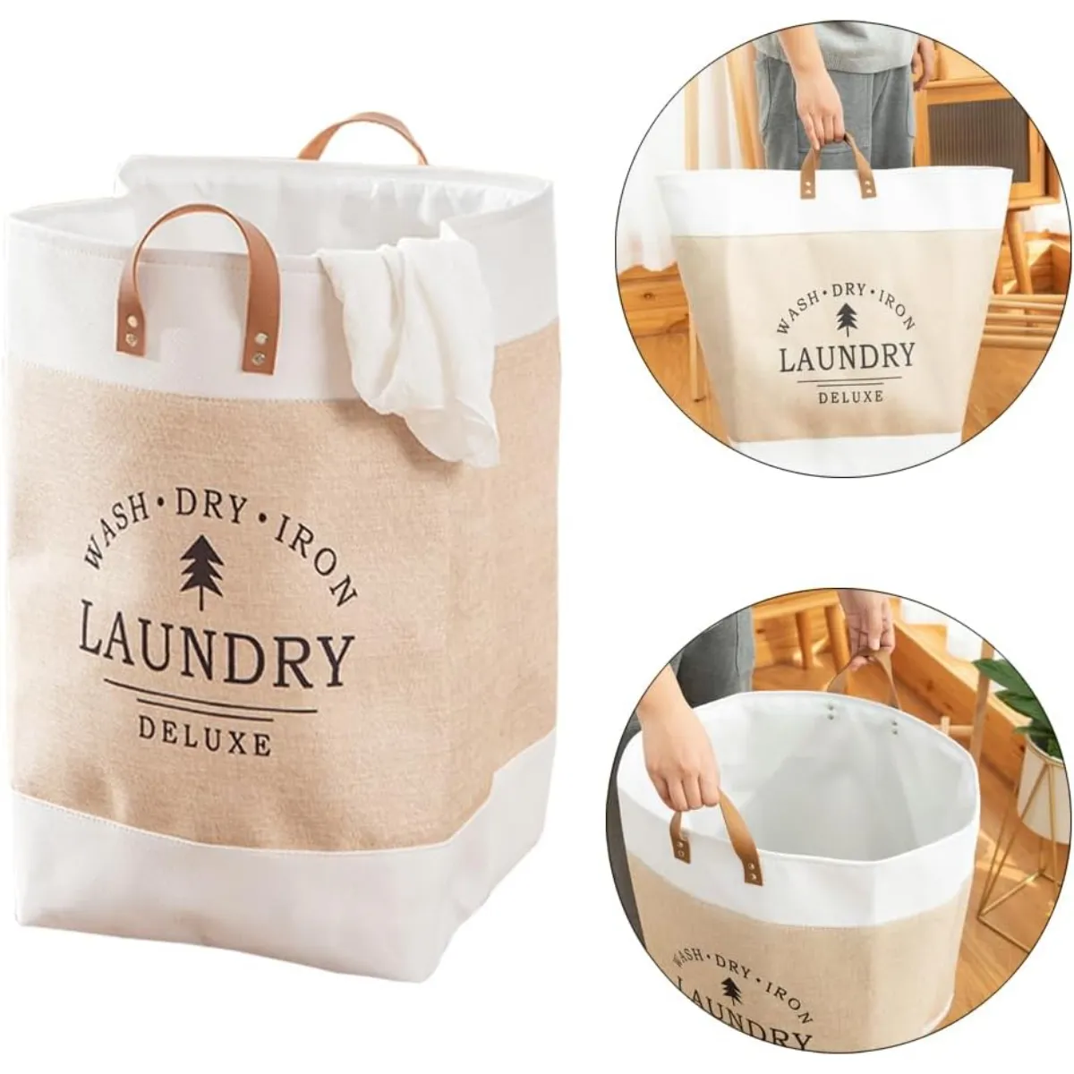 ELMEJORPRECIO - Cesto de Ropa Impermeable Multiuso Deluxe Beige