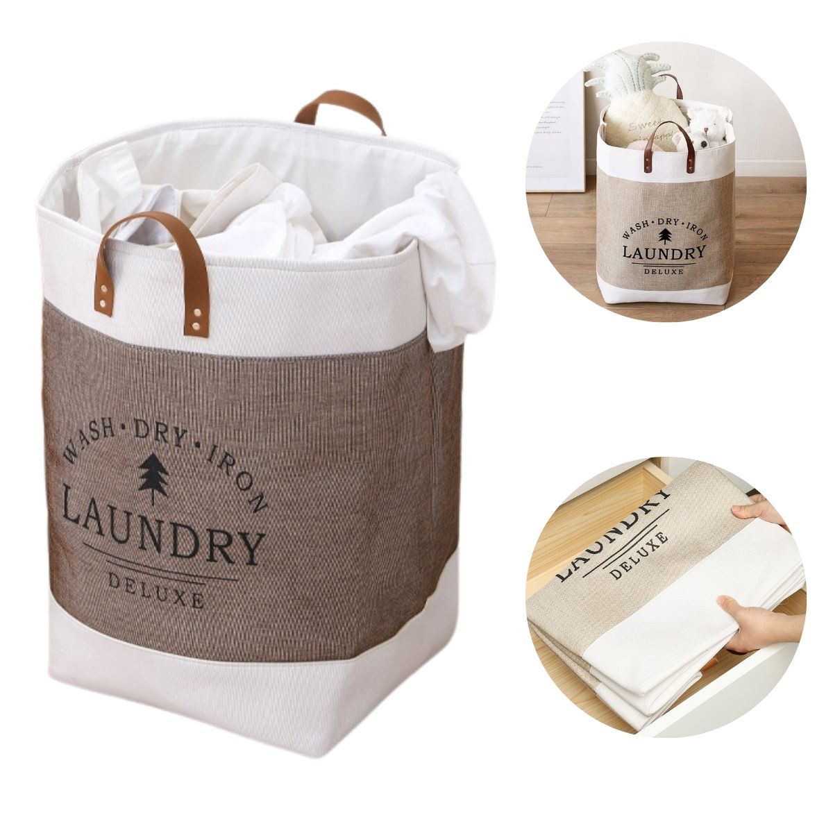 ELMEJORPRECIO - Cesto de Ropa Impermeable Multiuso Deluxe Marrón