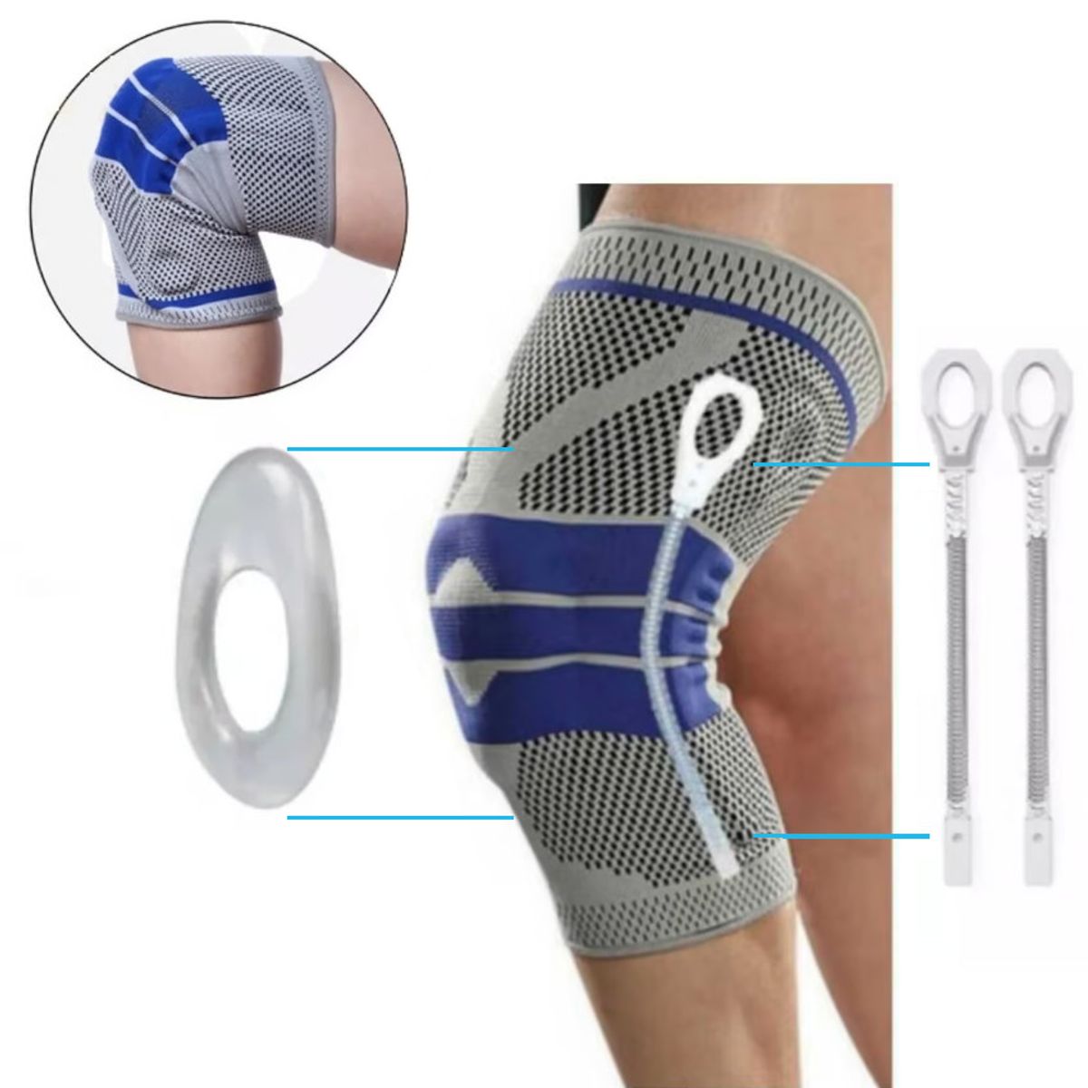 GENERICO - Rodillera Ortopedica Compresión Protección rótula Soporte Lateral