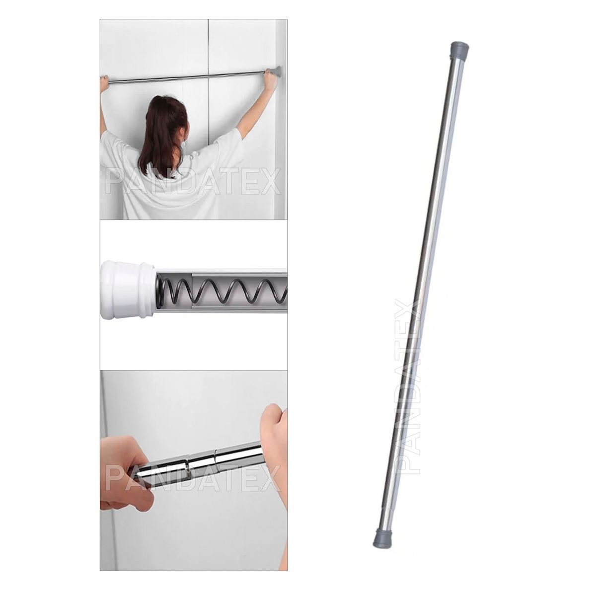 SM - BARRA DE ACERO PARA CORTINA DE DUCHA  EXTENSIBLE DE 90cm HASTA 160cm