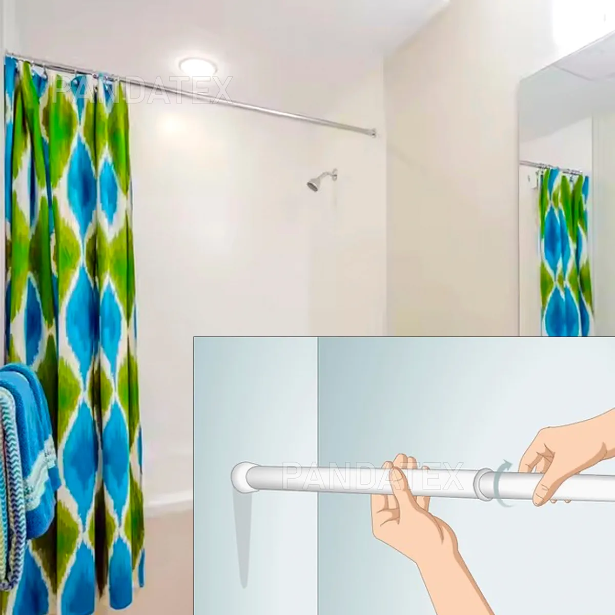 SM - BARRA DE ACERO PARA CORTINA DE DUCHA  EXTENSIBLE DE 90cm HASTA 160cm