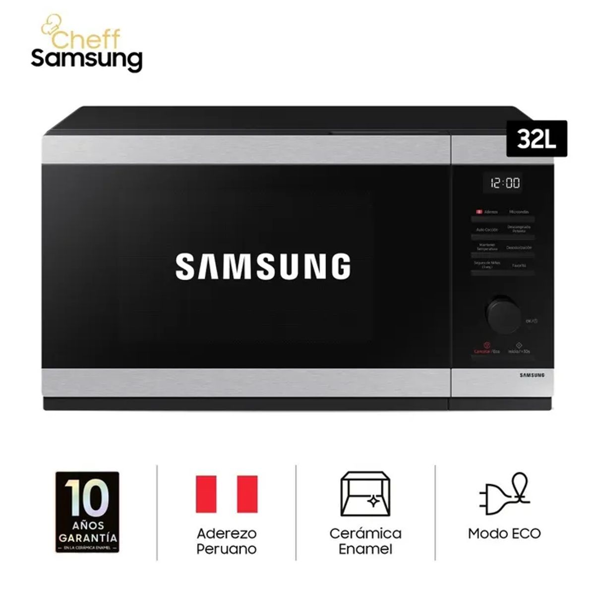 SAMSUNG - Horno Microondas 32 litros Negro Samsung MS32DG4504ATPE