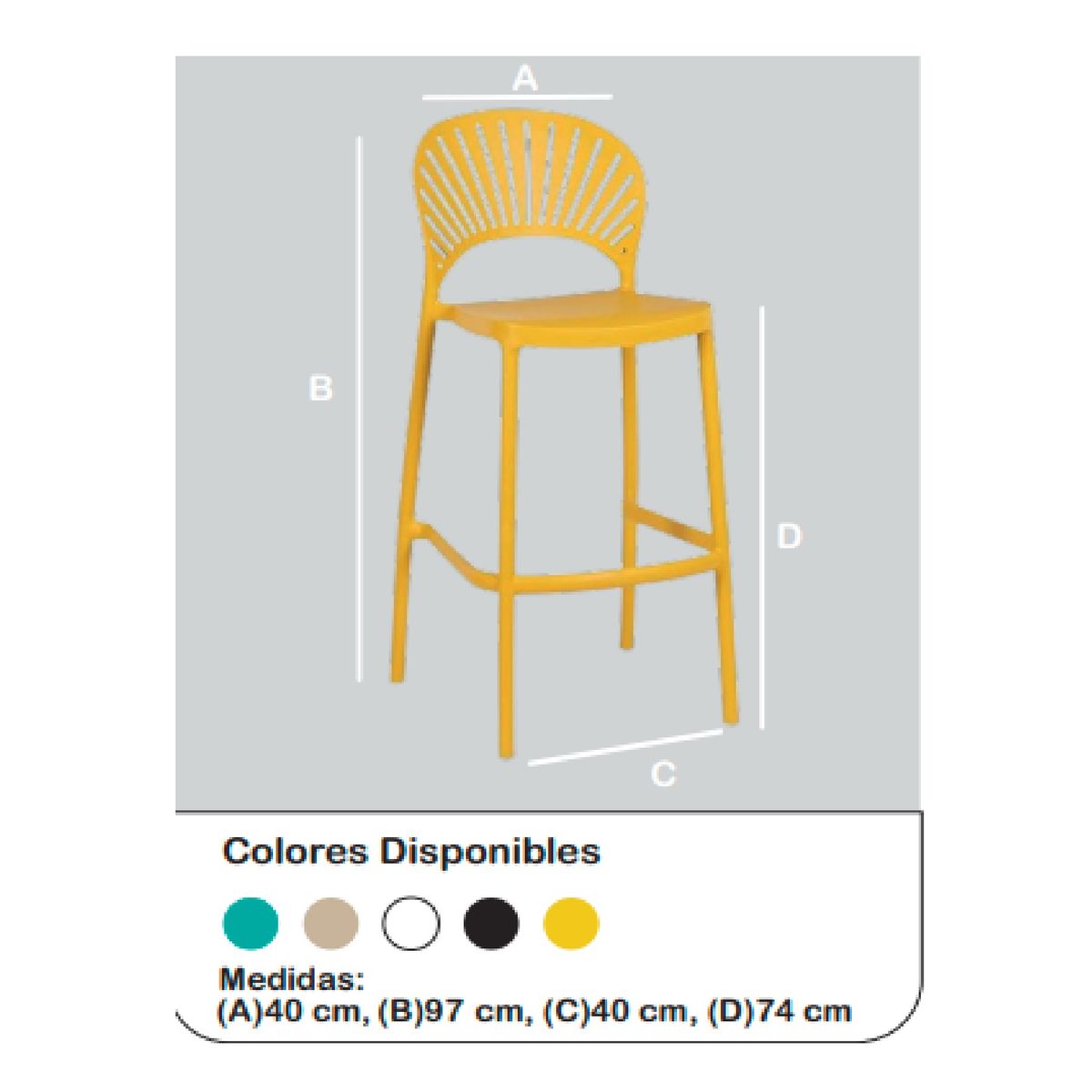 TU MESITA - Banco Minimalista Alto Florencia color Amarillo TU MESITA