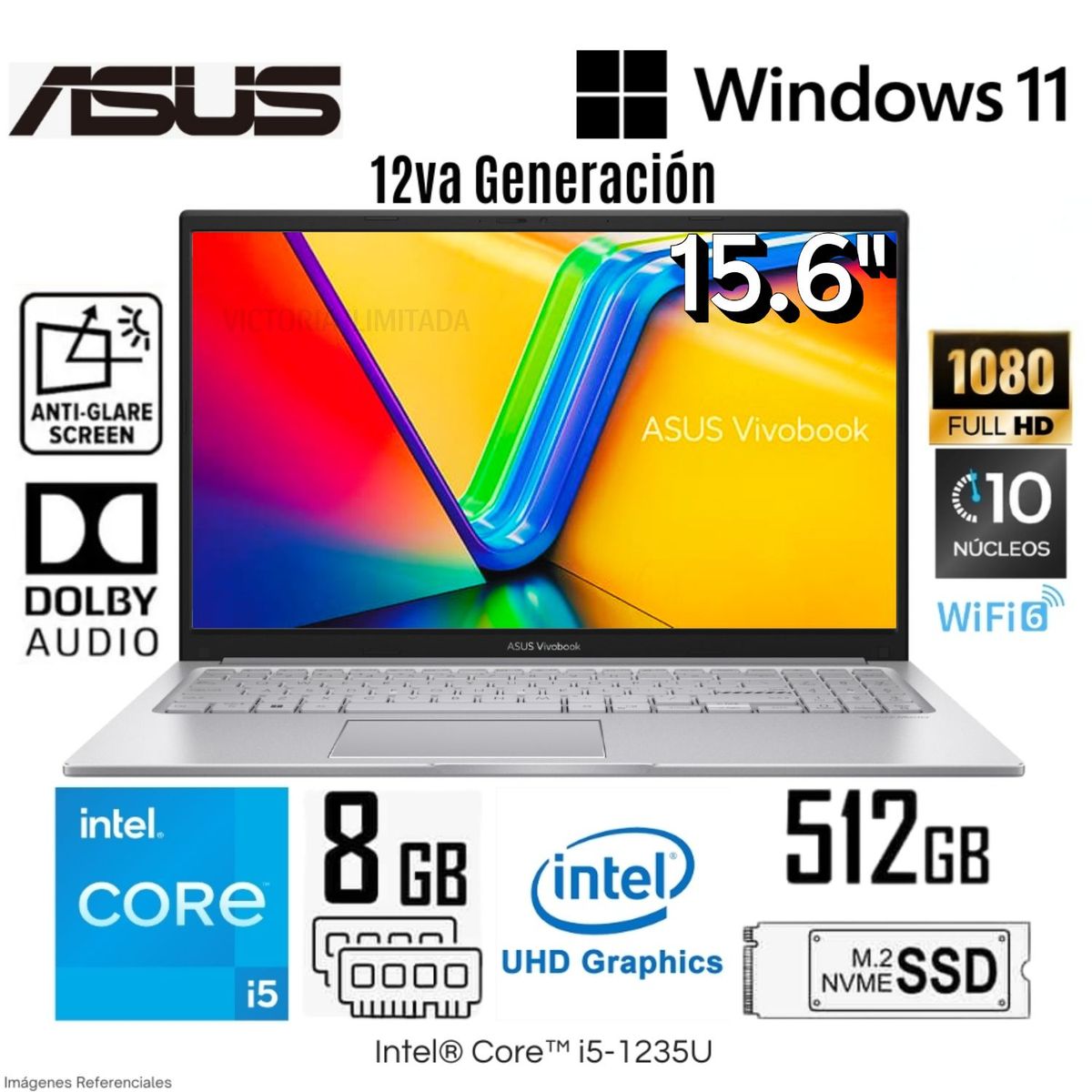 ASUS - Laptop Asus Vivobook X1504ZA-NJ339W Intel Core i5-1235U 8GB 512GB SSD 15,6 pulg. FHD Windows 11