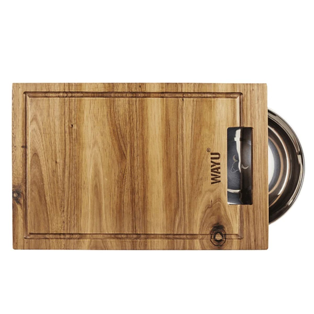 WAYU - TABLA DE MADERA WAYU CON BOWL DE ACERO WAYU