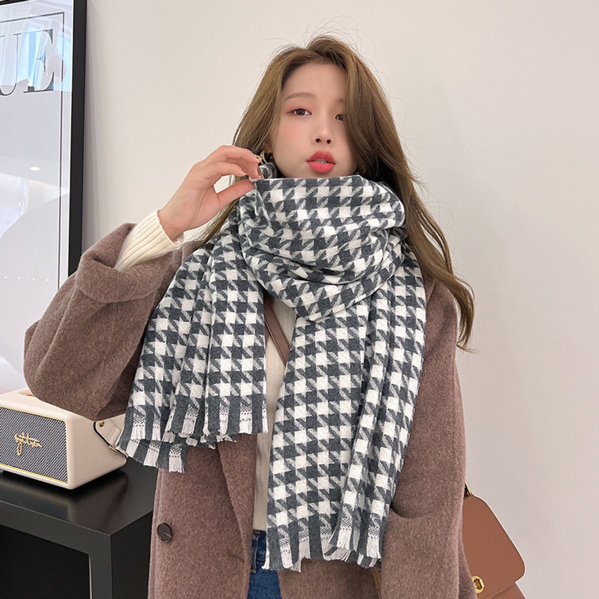 KAST PE - Bufanda modelo Avenor hombre mujer Chalina de patrón Gris