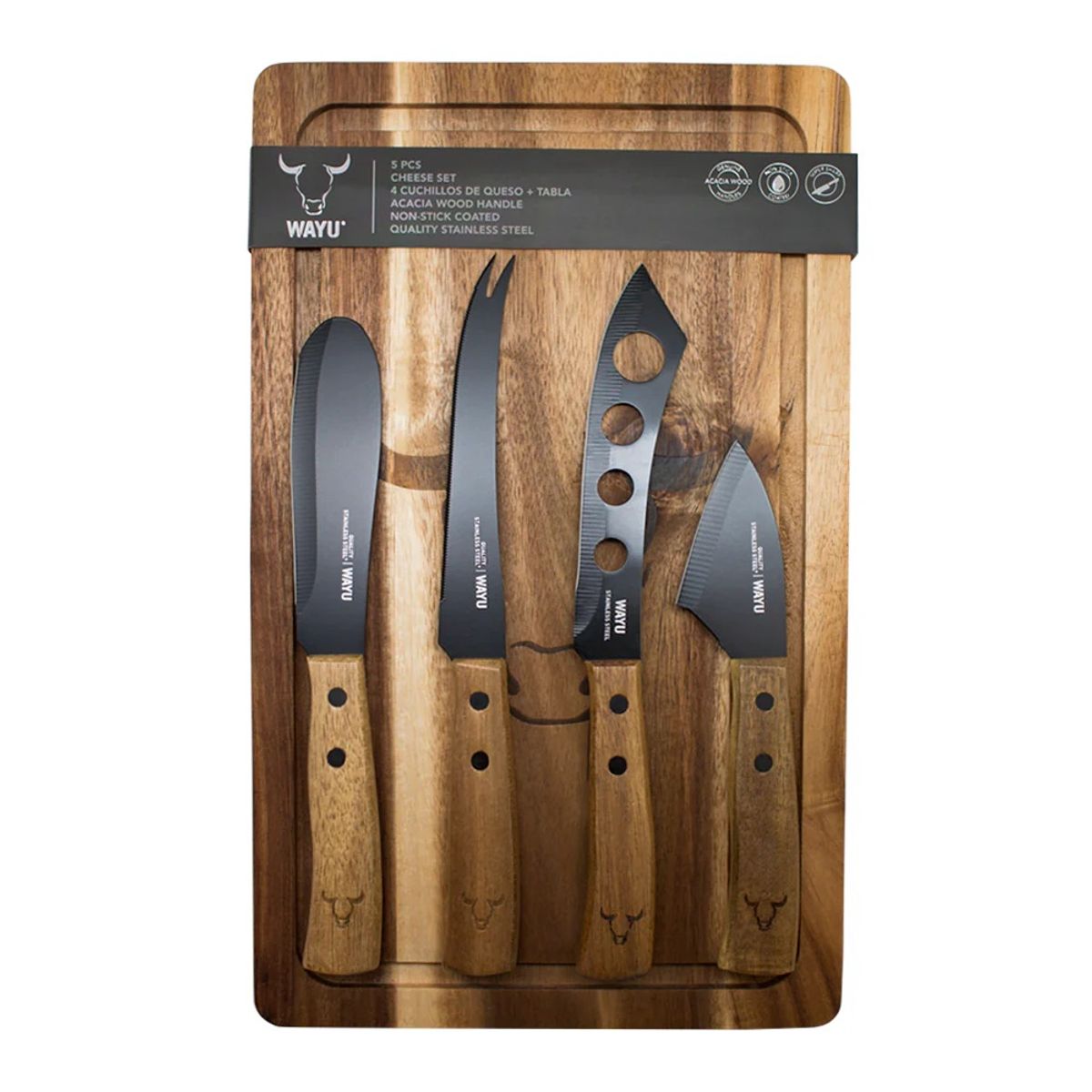 WAYU - SET DE 4 CUCHILLOS WAYU Y TABLA WAYU PARA APERITIVO