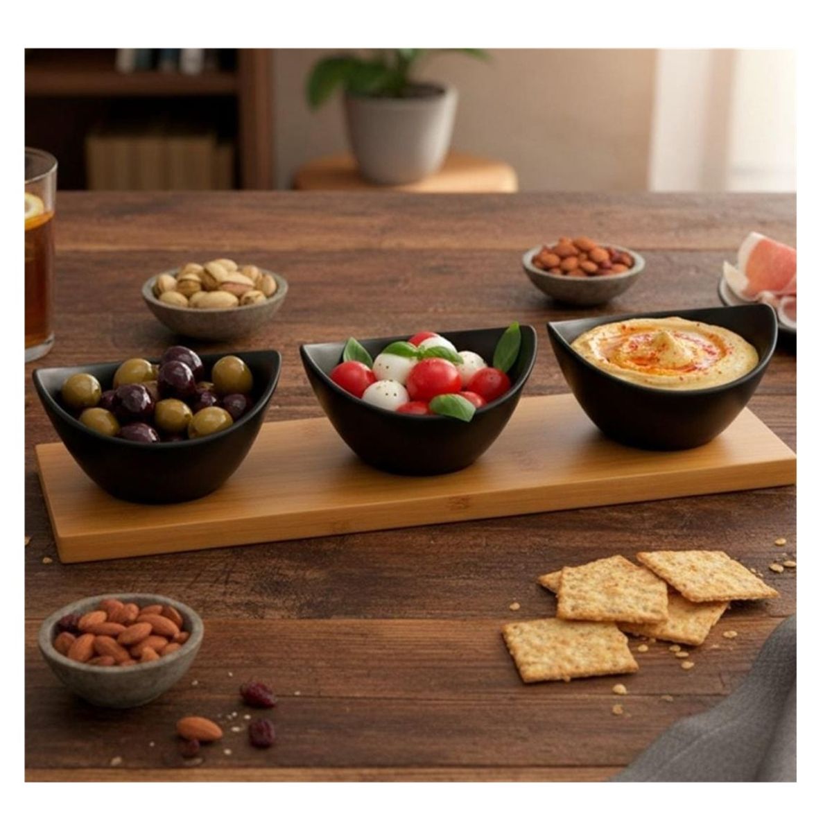 WAYU - SET DE 3 BOWLS PARA APERITIVO WAYU CON BANDEJA