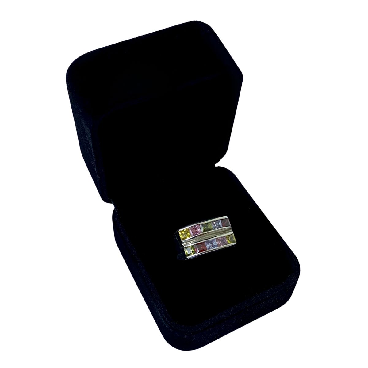 KARMY - Anillo Mujer Circonitas Coloridas Regalo Novia Plata 950