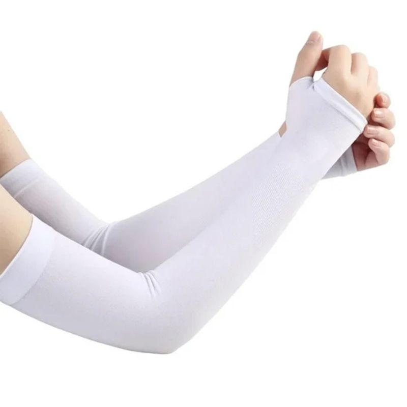 RUNNING SPORT PERU - Manga Deportiva Con Proteccion Uv Blanco