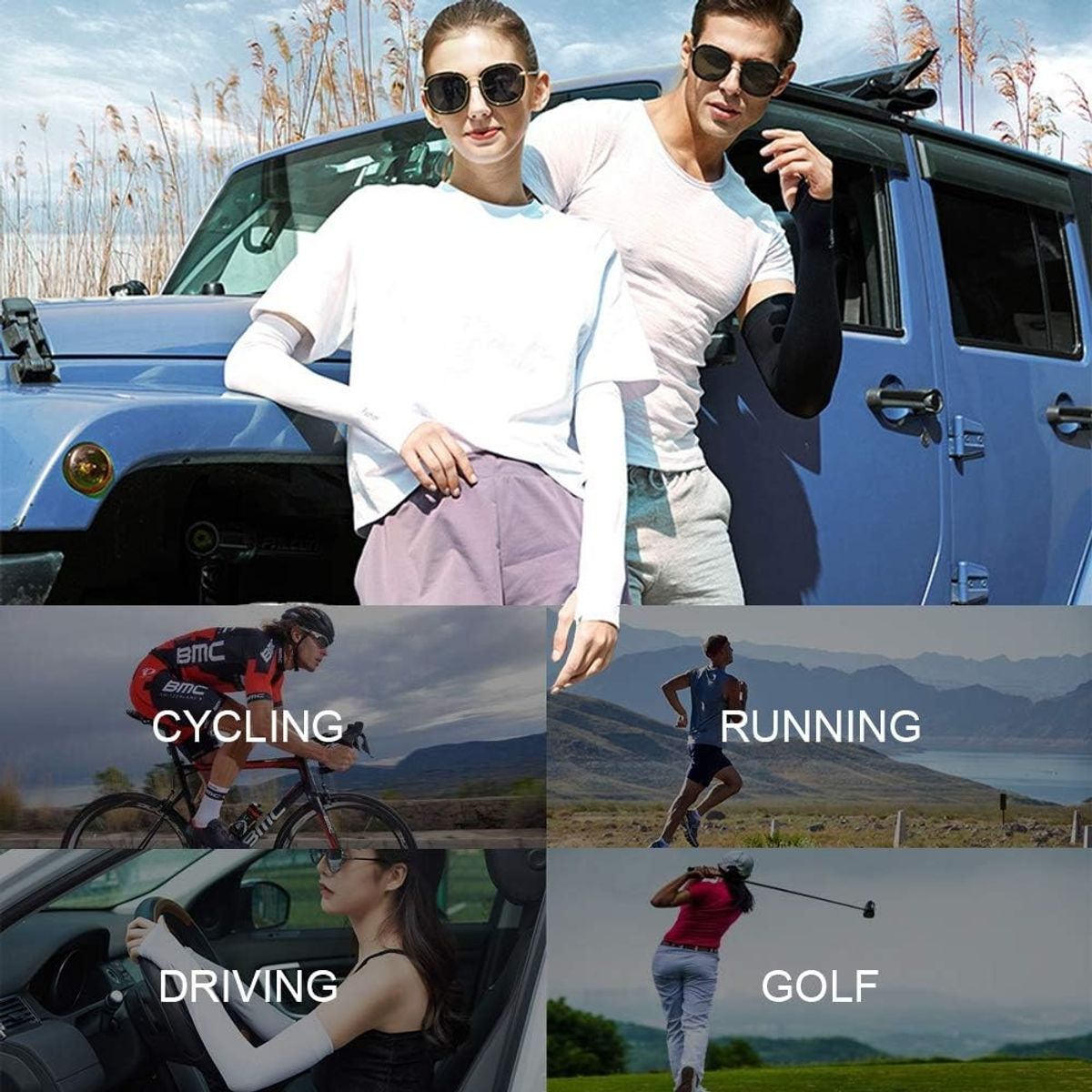 RUNNING SPORT PERU - Manga Deportiva Con Proteccion Uv Blanco