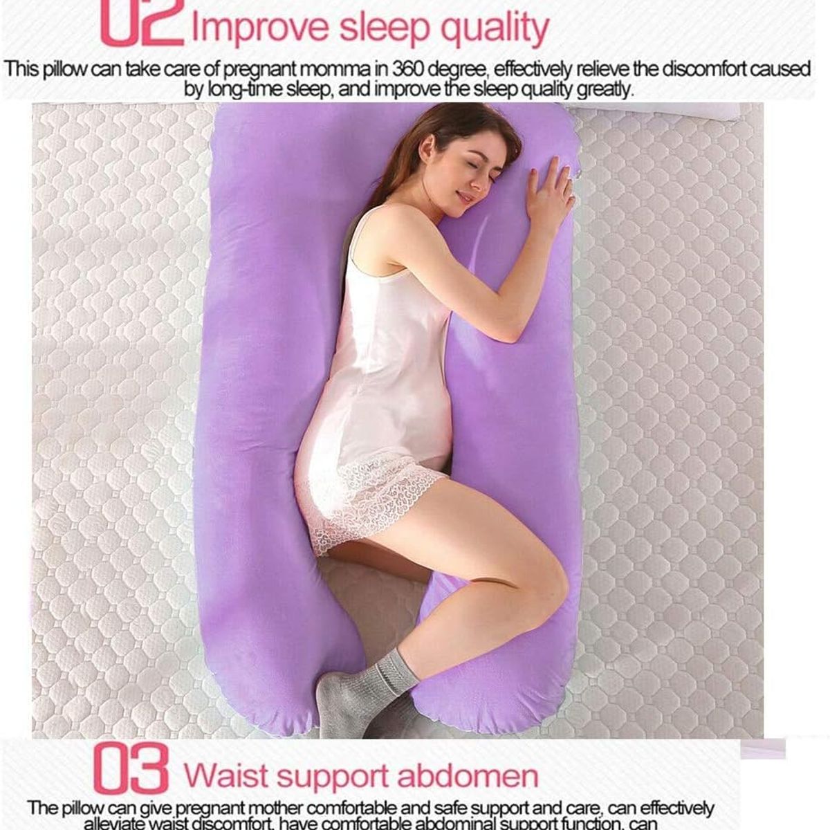 GENERICO - Almohada Multi Postural para Embarazo y Lactancia lila