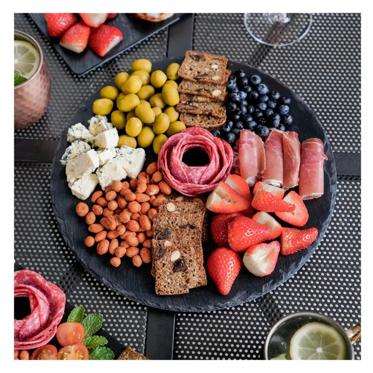 WAYU - PLATO WAYU GIRATORIO TABLA DE QUESOS DE PIEDRA PIZARRA