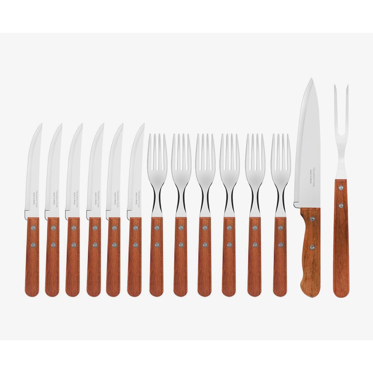 TRAMONTINA - Juego de Cubiertos de Asado kit churrasco 14 Piezas Tramontina