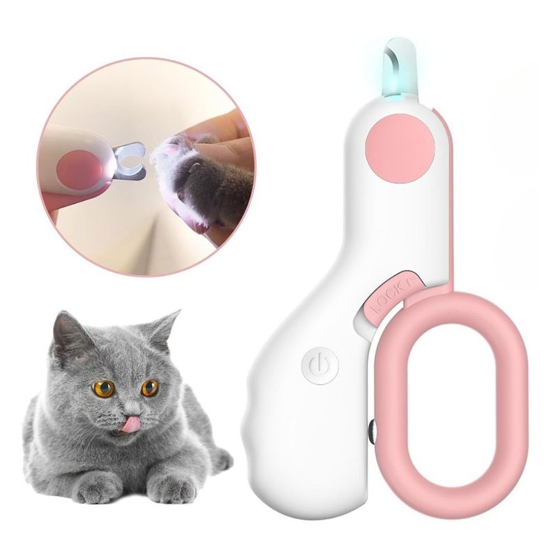 GENERICO - Cortauñas Led Para Gatos Cachorros y Animales Pequeños Rosa