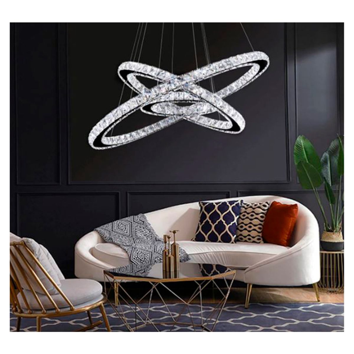 GENERICO - Lámpara Colgante Cristal 3 Aros