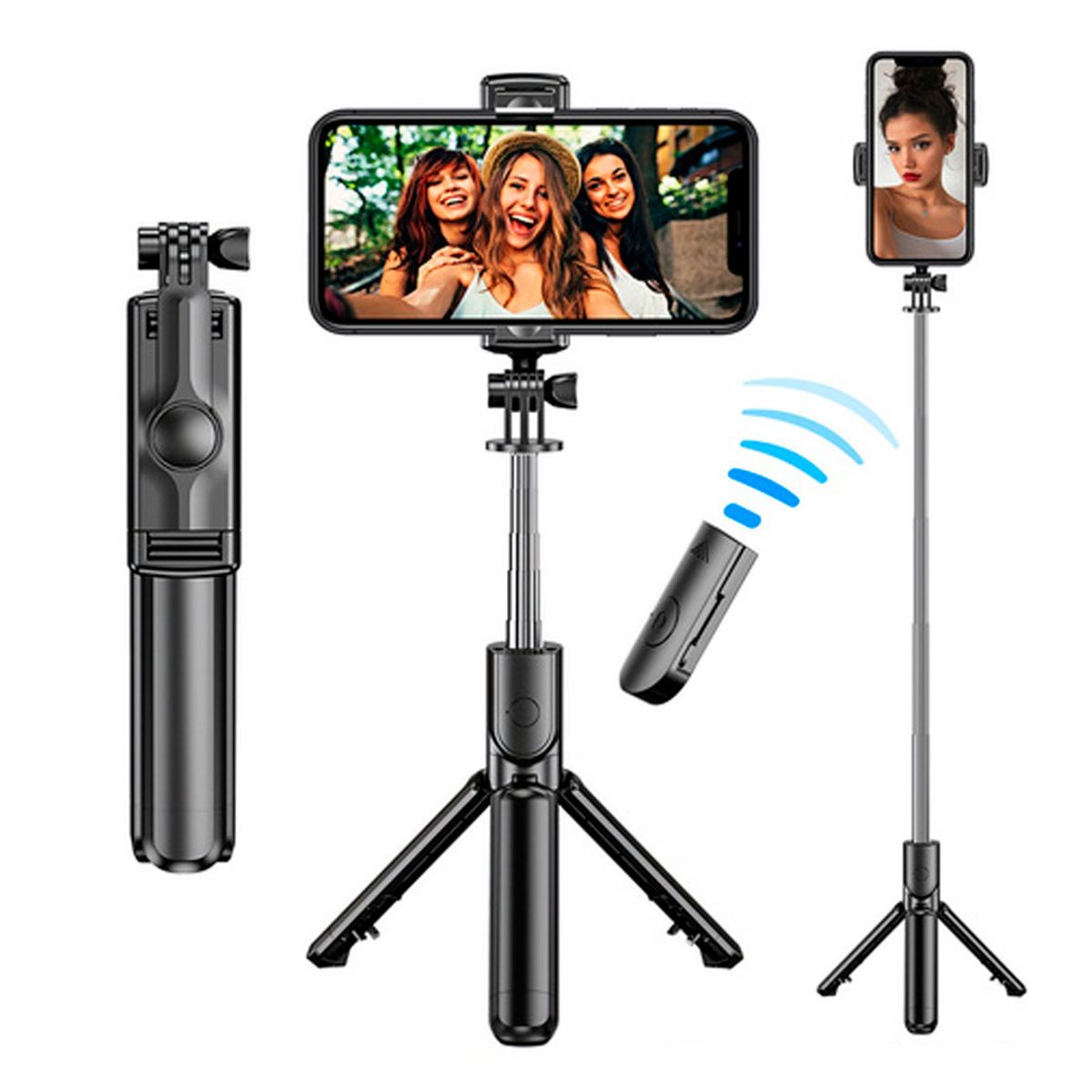 GENERICO - Trípode Selfie Stick S03 Bluetooth con Control Remoto y Rotación 360°