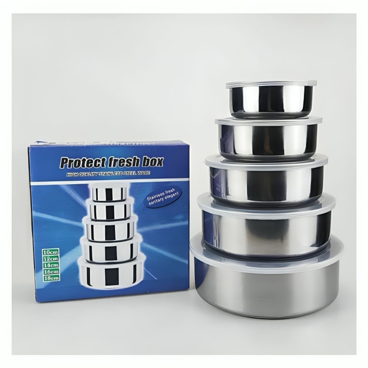 GENERICO - Set 5 Cuencos de Almacenamiento de Alimentos de Acero Inoxidable