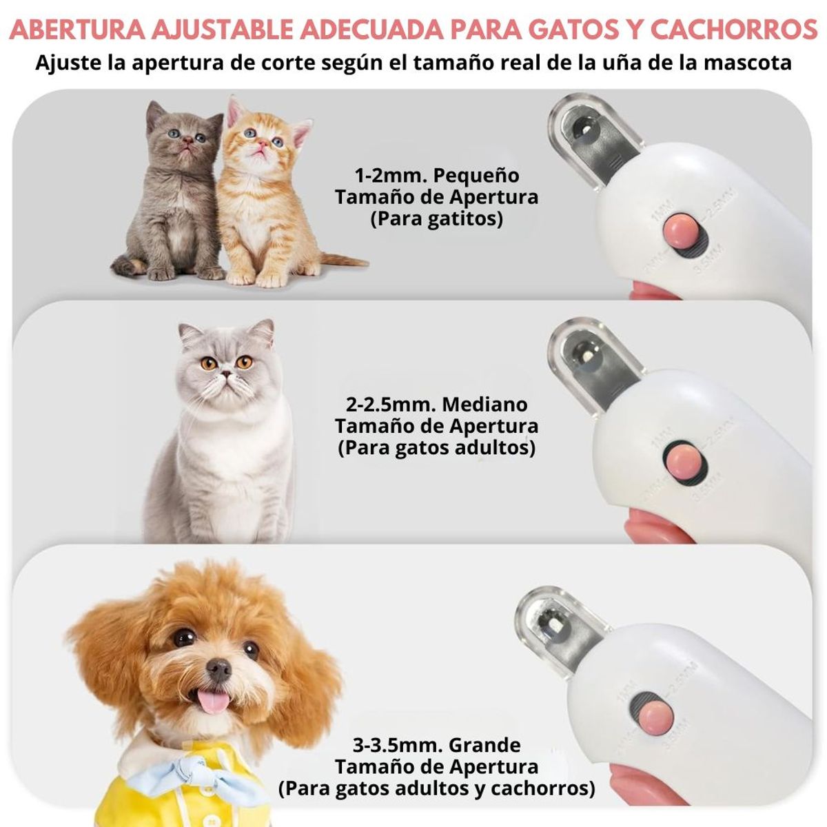 GENERICO - Cortauñas Ajustable con Lima para Gatos y Perros Cachorros