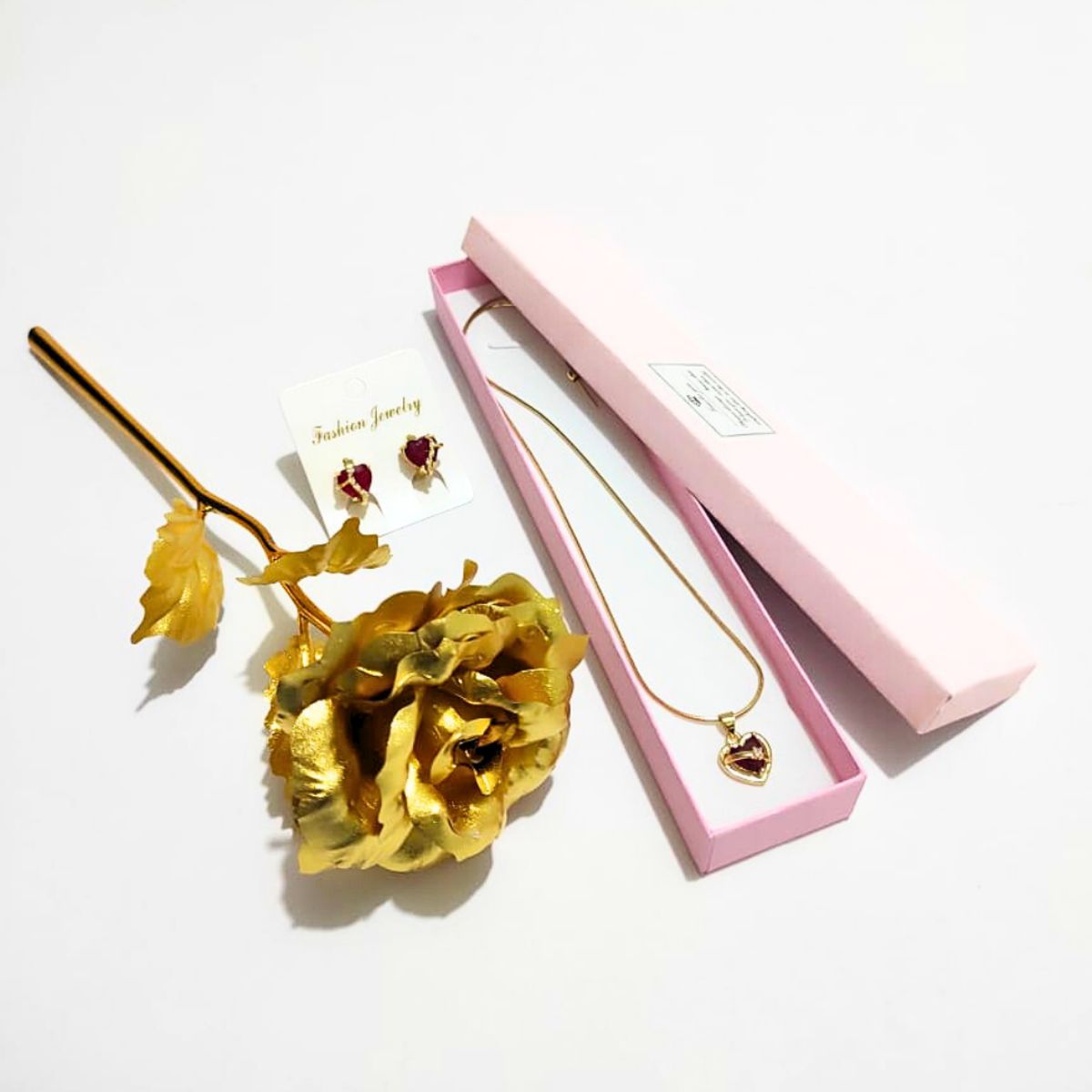 GENERICO - Set Collar ajustable Corazón Rojo estrella & Aretes