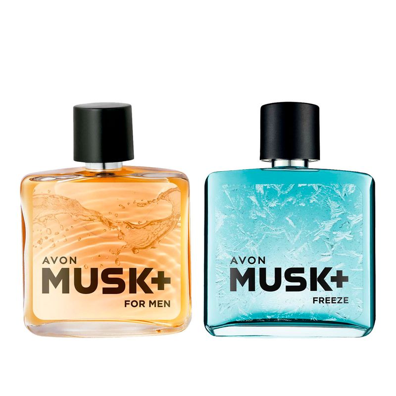 AVON - Musk+ y Musk Freeze Perfume de de Hombre 75ml Avon x2