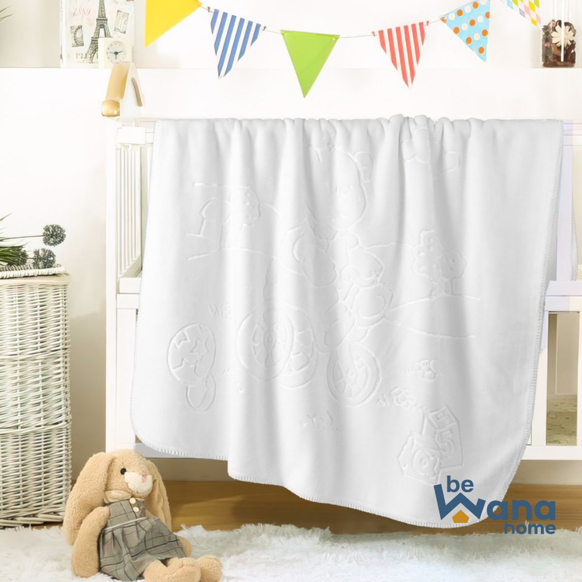 CASATEX - Manta para Bebe Suave Polar Alto Relieve White