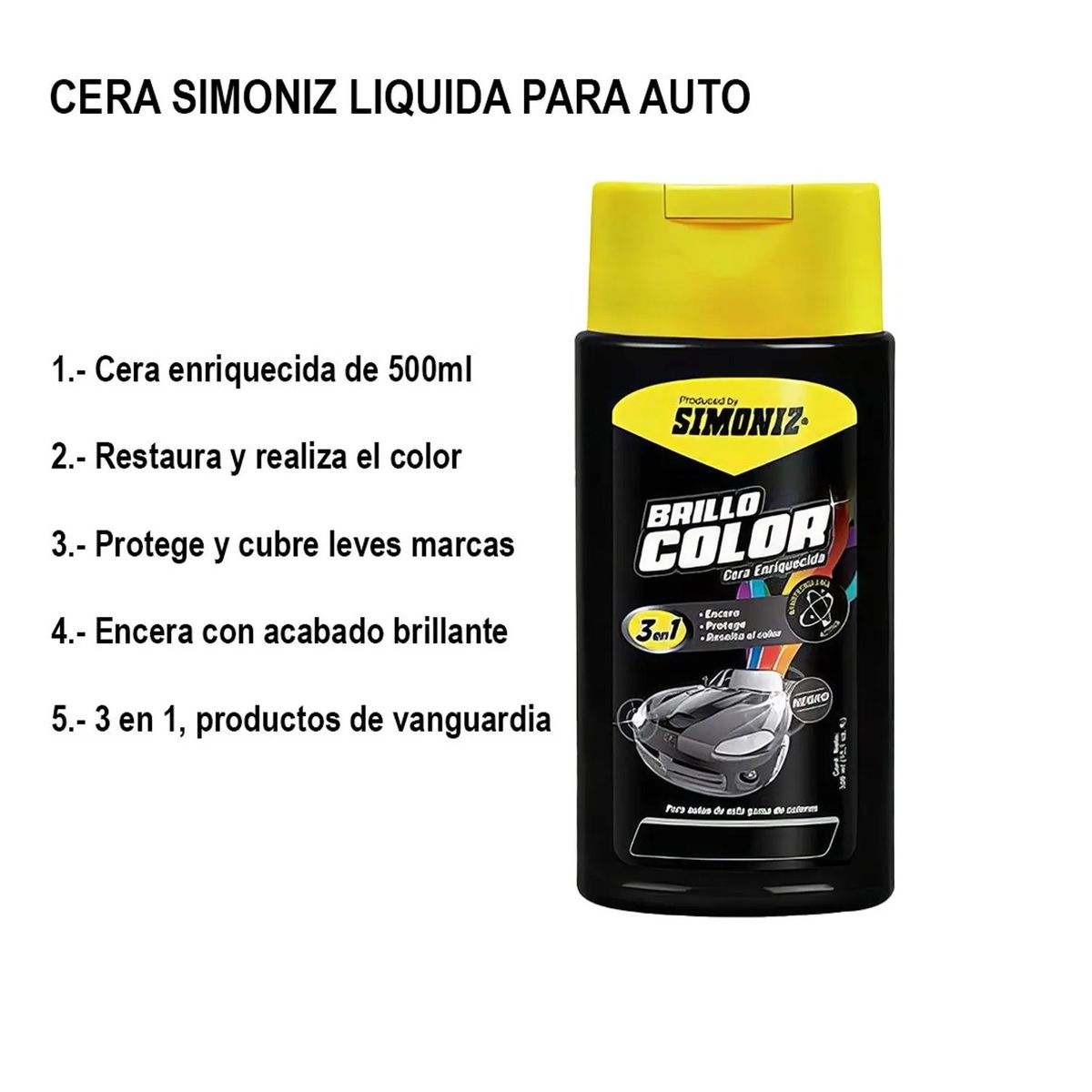 SIMONIZ - Cera Simoniz Liquida 500ml 3en 1 Negro
