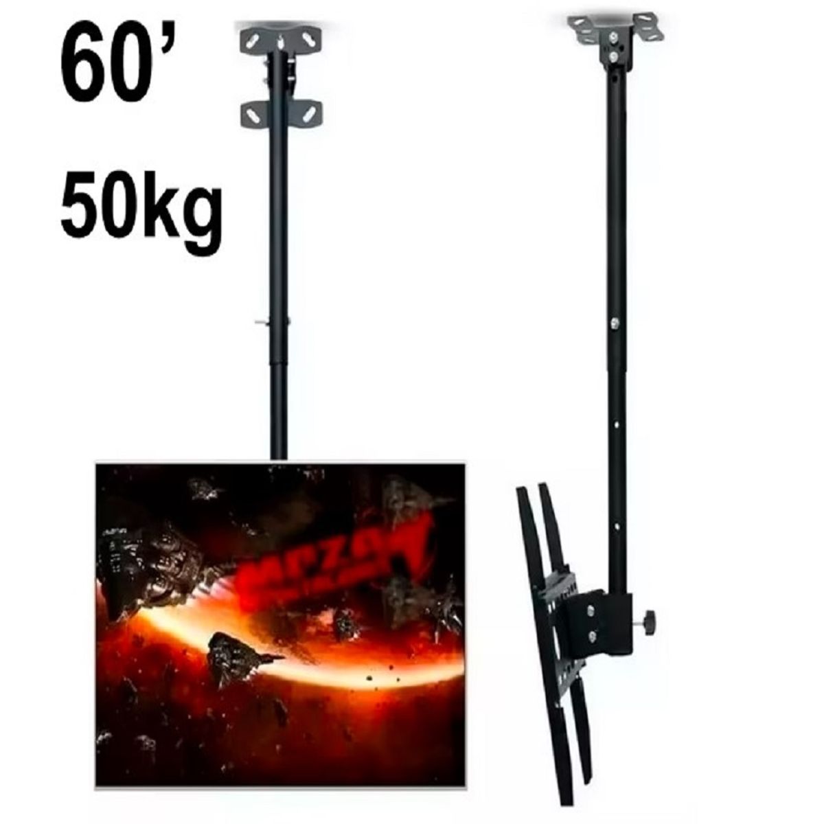 SEISA - Rack 26 a 60 pulgadas De Techo para tv Colgante o Pared Negro