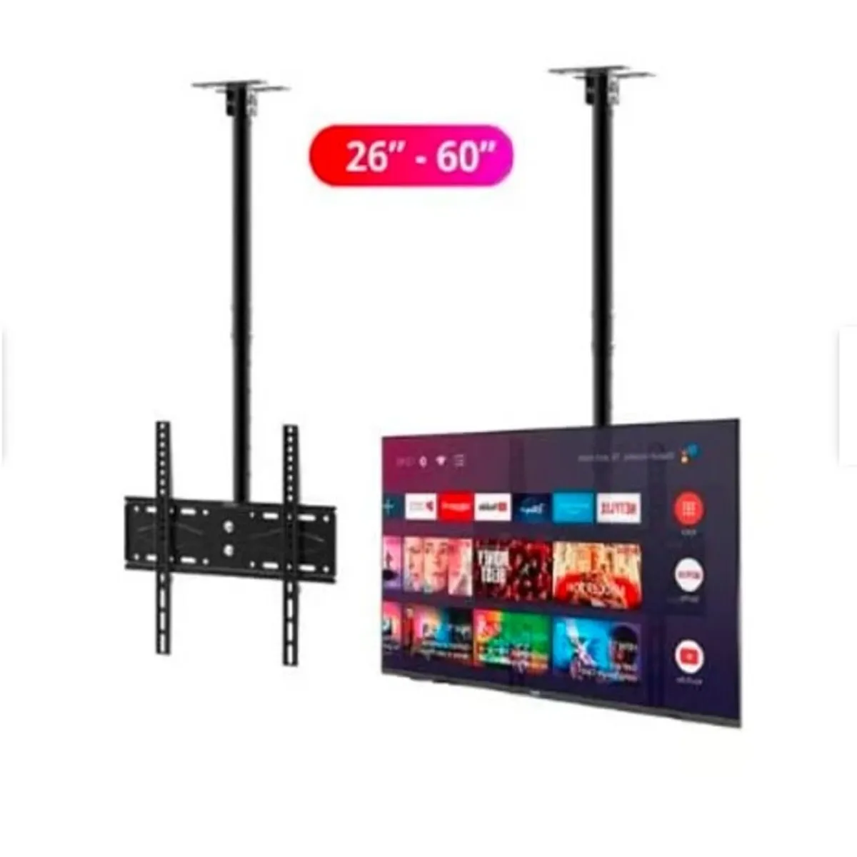 SEISA - Rack 26 a 60 pulgadas De Techo para tv Colgante o Pared Negro