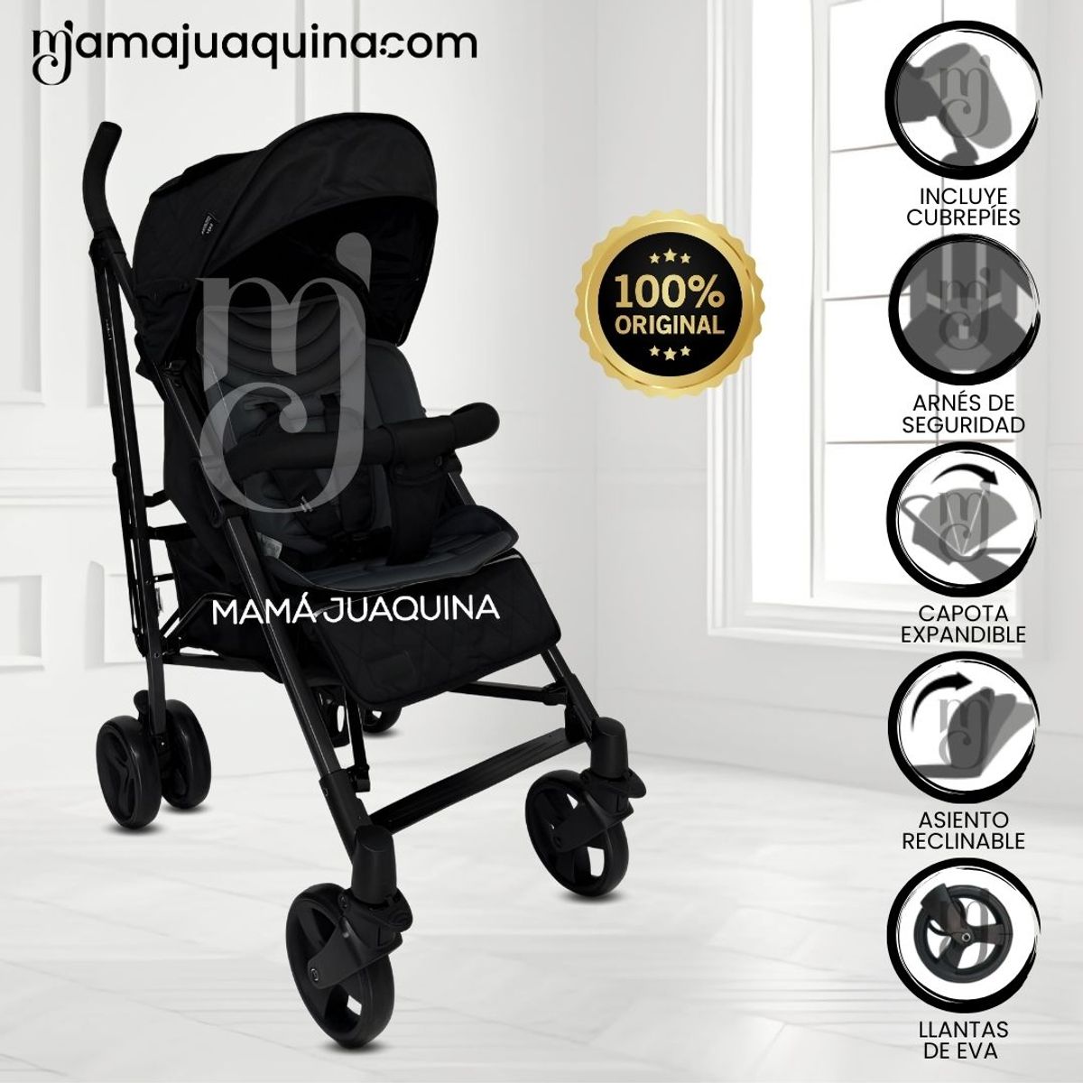 BABY - Coche Bastón de Lujo «AIDEN» Black