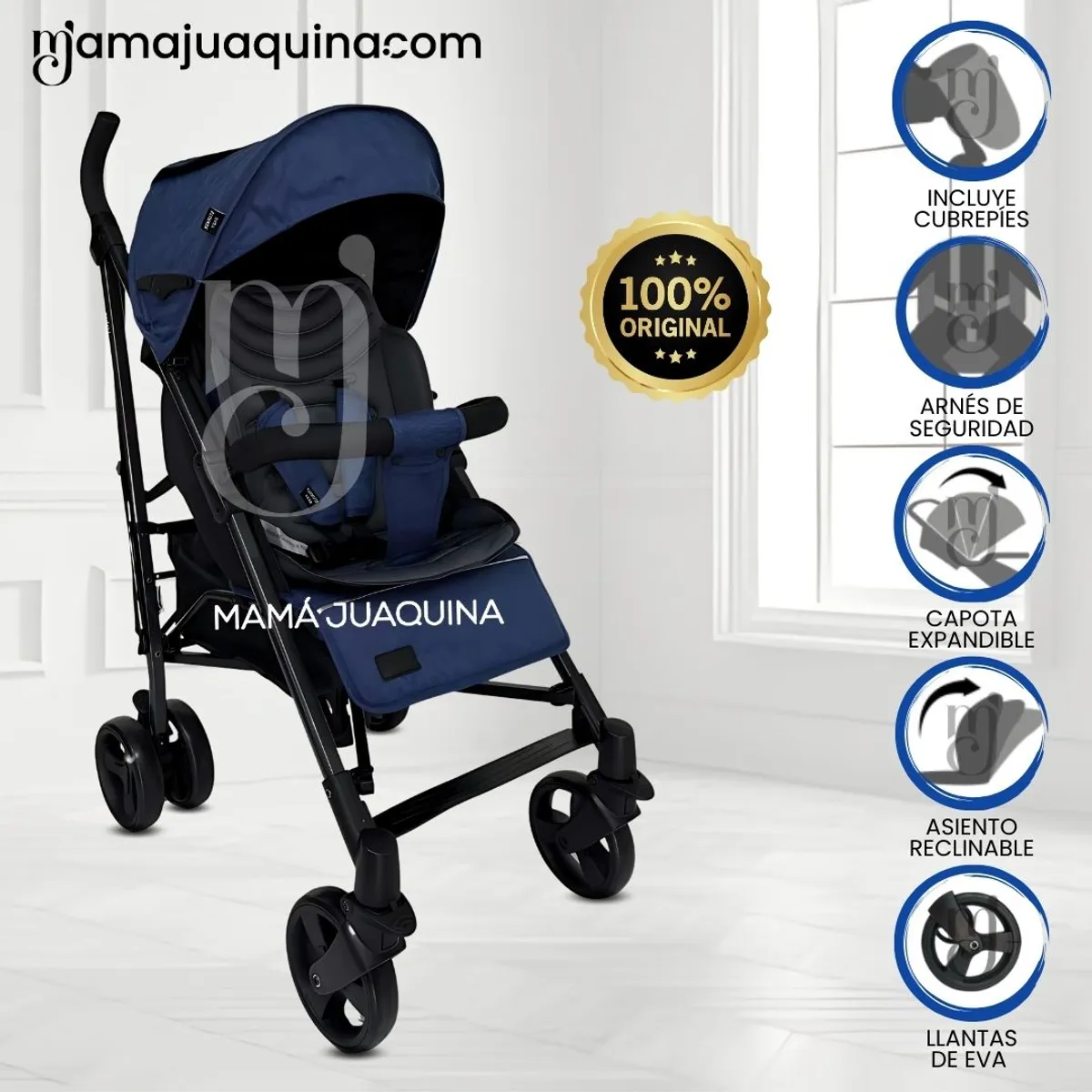 BABY - Coche Bastón de Lujo «AIDEN» Blue